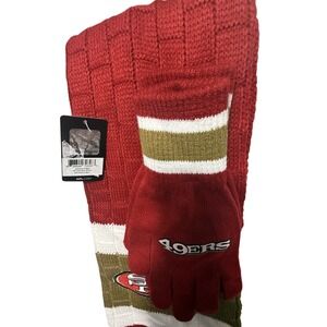 NFL San Francisco 49ers Scarf Glove Set Unisex OS Red Gold Knit